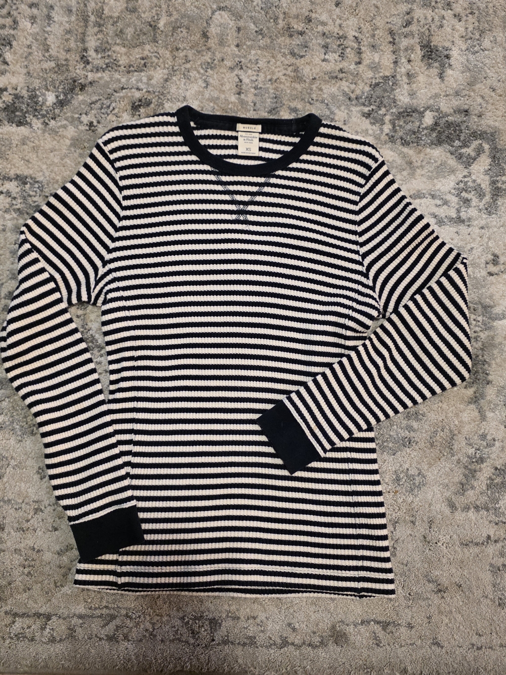 Abercrombie & Fitch Black and White Striped Long Sleeve Thermal